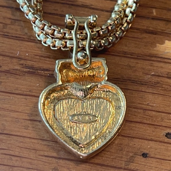 Vintage DBL Strand Necklace Crystal HEART pendant - Picture 13 of 13